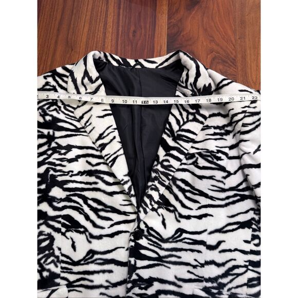 Vintage Griffin Melbourne Men's Black White Zebra Print Fleece Blazer Size 2XL - Picture 2 of 8